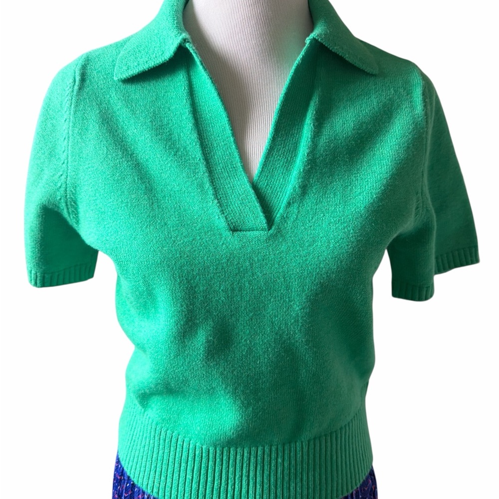 Marled Green Short Sleeve Sweater